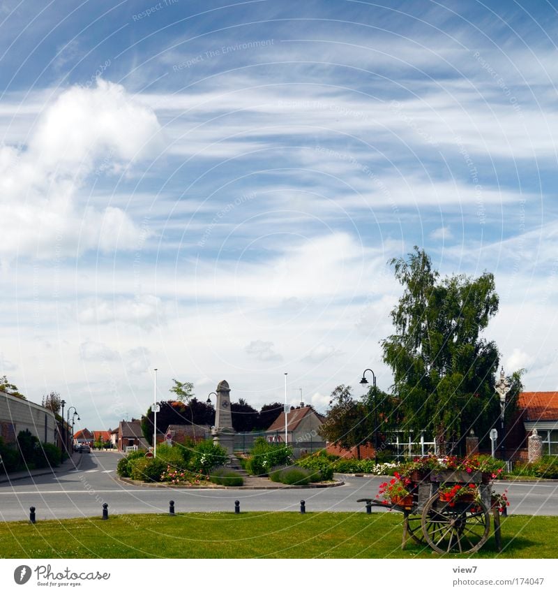 French country life Colour photo Multicoloured Exterior shot Copy Space top Day Deep depth of field Panorama (View) Nature Landscape Sky Clouds Summer