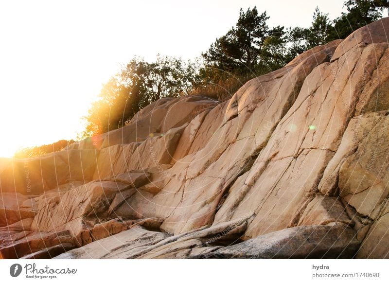 red pink granite rocks on skerry in Sweden Adventure Island Mountain Hiking Climbing Mountaineering Elements Earth Sun Sunrise Sunset Sunlight Summer