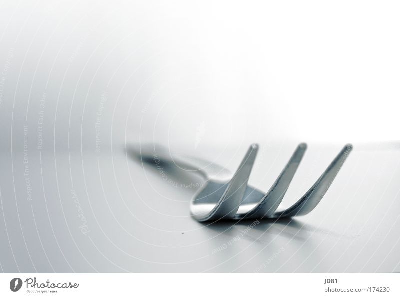 Still life of a fork Black & white photo Interior shot Close-up Detail Deserted Copy Space left Copy Space top Blur Nutrition Cutlery Fork Restaurant Metal