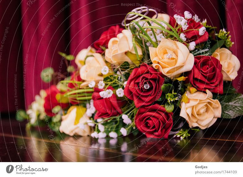 Bridal bouquet 3 Plant Rose Esthetic Joy Love Emotions Future Water mill Wedding Colour photo Close-up Detail Deserted Copy Space left Neutral Background Day