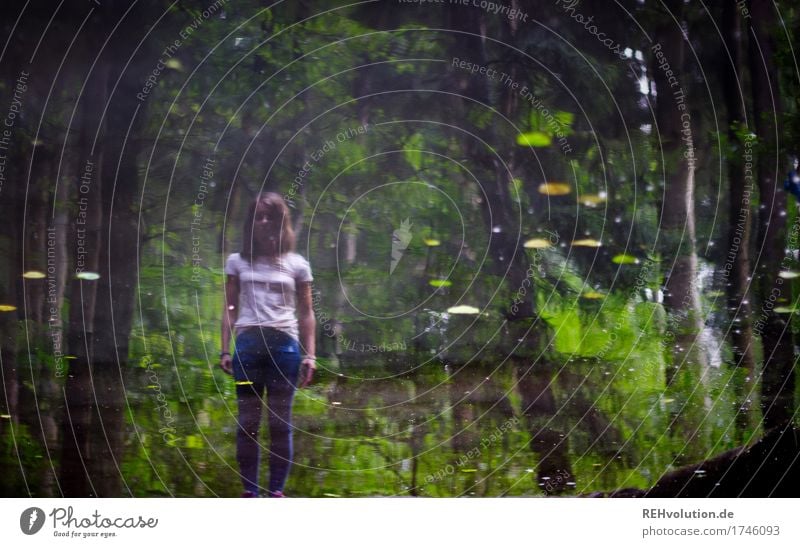 Julia | Mirror Image Feminine Young woman Youth (Young adults) 1 Human being 18 - 30 years Adults Environment Nature Landscape Tree Leaf Forest Pond Lake Water