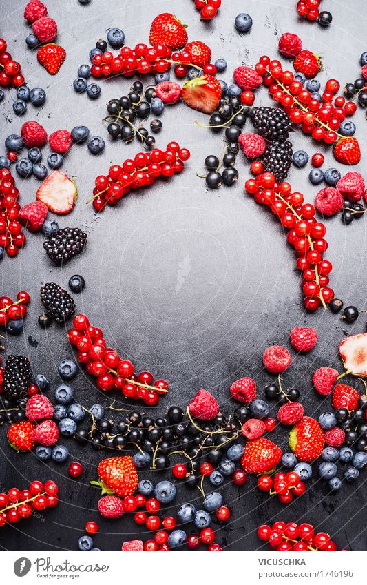 Various berries frame Food Fruit Dessert Nutrition Organic produce Vegetarian diet Diet Juice Style Design Healthy Eating Life Summer Nature Vitamin Berries