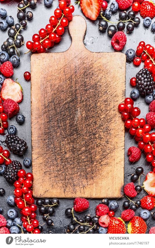 Empty chopping board and berries Food Fruit Organic produce Vegetarian diet Crockery Style Design Healthy Eating Life Summer Nature Vitamin Berries