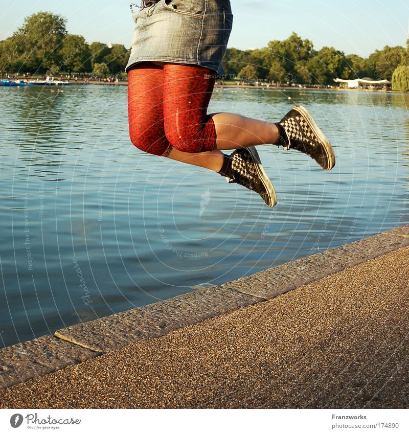 Jumping thighs Colour photo Exterior shot Copy Space bottom Day Sunlight Feminine Young woman Youth (Young adults) Life Bottom Legs Feet 1 Human being