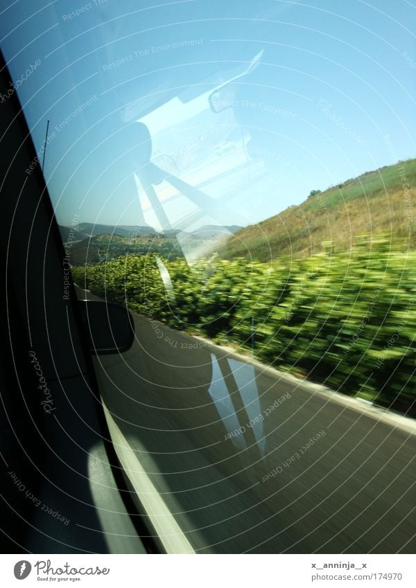 On the road .. Colour photo Nature Landscape Beautiful weather Bushes Hill Motoring Street Car Driving