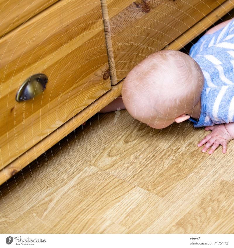 Ball under the cupboard Colour photo Multicoloured Interior shot Detail Copy Space bottom Artificial light Shallow depth of field Bird's-eye view Downward