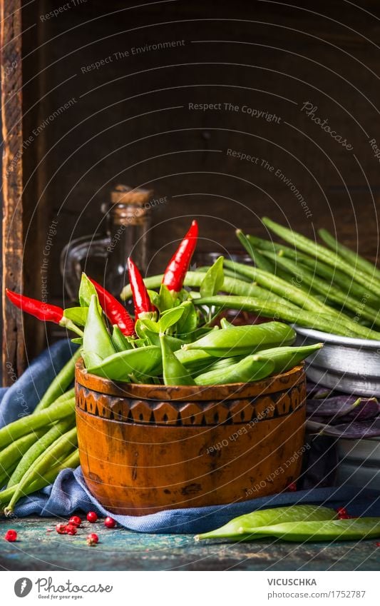 Wooden bowl with green pea pods Food Vegetable Nutrition Organic produce Vegetarian diet Diet Crockery Bowl Style Design Healthy Eating Life Living or residing