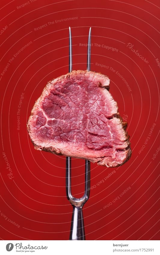 red on red Meat Dinner Fork Media Barbecue (apparatus) Dark Fresh Large Retro Juicy Red Steak Carving fork Beef beef steak boil Background picture Eating Raw