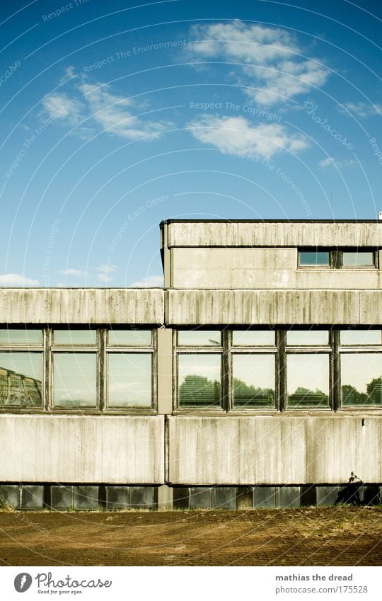 REALLY NICE VIEWS Colour photo Exterior shot Deserted Day Shadow Contrast Sunlight Sky Clouds Industrial plant Factory Ruin Wall (barrier) Wall (building)