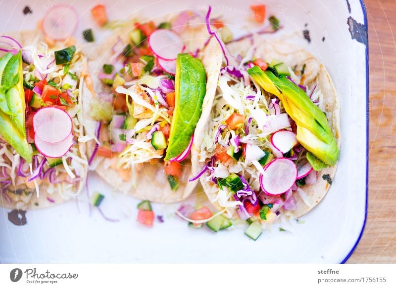 Food photo III Healthy Eating Dish Food photograph Nutrition Unhealthy Avocado Tacos Fish fish tapa California Multicoloured Delicious Fresh Mexican Cuisine