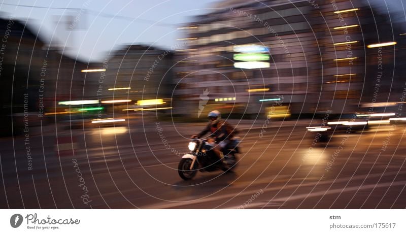 ... streetlife ... Colour photo Exterior shot Evening Twilight Night Light (Natural Phenomenon) Long exposure Motion blur Lifestyle Motorcycle Motorsports Town