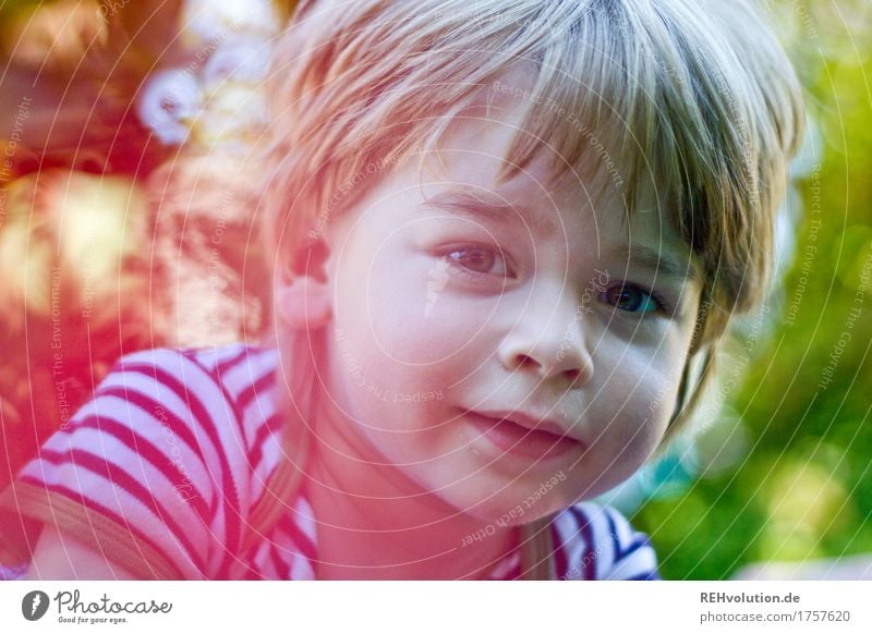 summer portrait Human being Masculine Child Toddler Boy (child) Infancy Face 1 1 - 3 years Environment Nature Garden Smiling Friendliness Happiness Happy Small