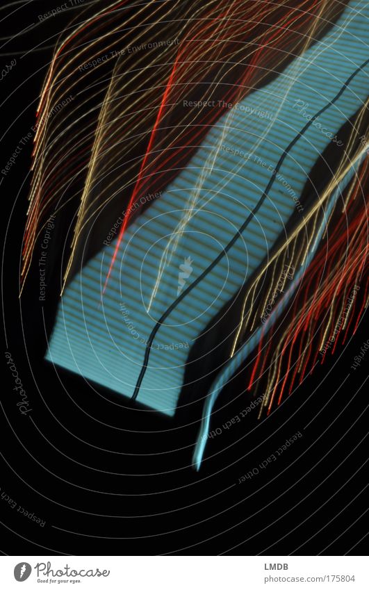 celestial staircase Colour photo Multicoloured Exterior shot Experimental Abstract Copy Space bottom Night Long exposure Motion blur Line Blue Yellow Gold Red