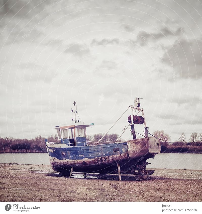 Rejected Navigation Fishing boat Old End Nostalgia Transience Change Colour photo Subdued colour Exterior shot Deserted Day Shallow depth of field