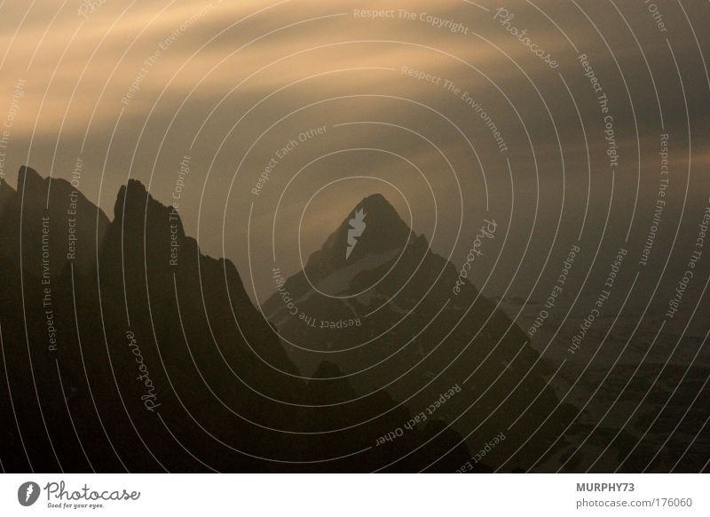 Mountain peaks in the full moon night... Colour photo Exterior shot Deserted Copy Space top Copy Space bottom Neutral Background Night Silhouette