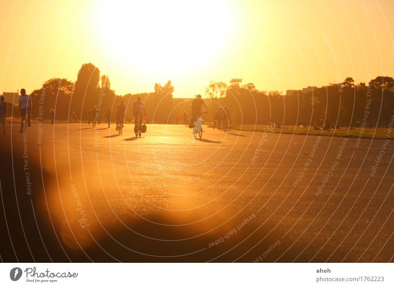 Tempelhofer Field #1 Joy Athletic Fitness Leisure and hobbies Cycling tour Summer Sun Bicycle Closing time Family & Relations Friendship Nature Landscape Park