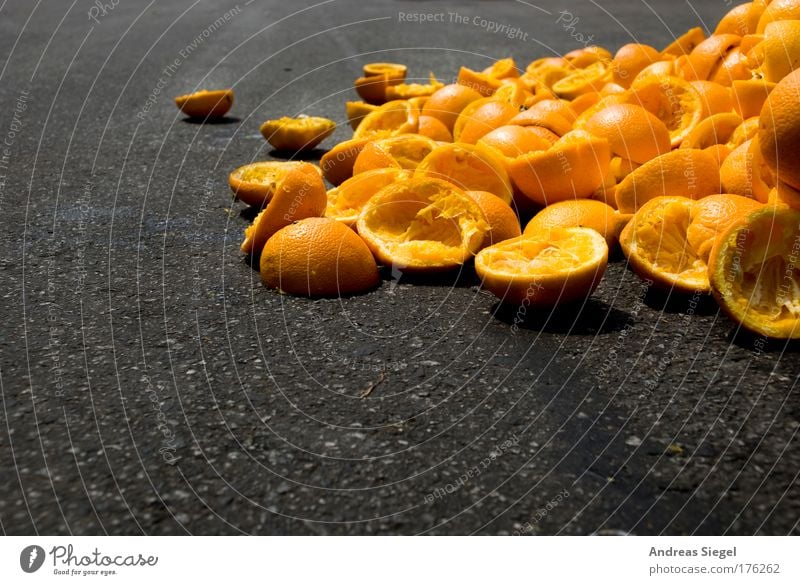 orange juice Colour photo Exterior shot Detail Deserted Copy Space bottom Day Contrast Food Fruit Orange Sheath Orange peel Beverage Cold drink Lemonade Juice