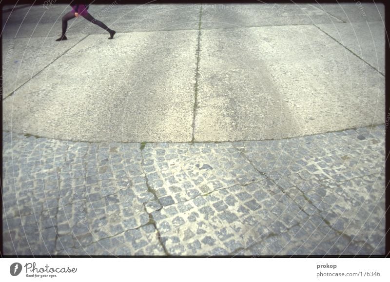 Just been doing well again Colour photo Exterior shot Wide angle Human being Feminine Young woman Youth (Young adults) Bottom Legs Feet Going Walking Simple