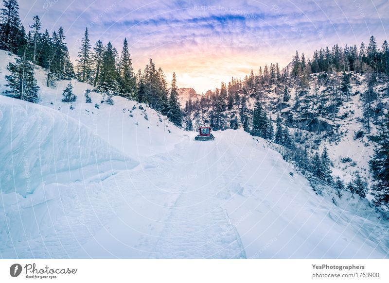 Alpine road mapped out in snow, Austria Beautiful Vacation & Travel Winter Snow Mountain Skiing Snowboard Nature Landscape Sky Clouds Weather Warmth Tree Forest