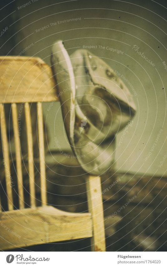 Hat on chair Chair Sit Stand House (Residential Structure) Old Vintage car cap Cowboy Wait Closing time Rocking chair Wooden chair Western USA