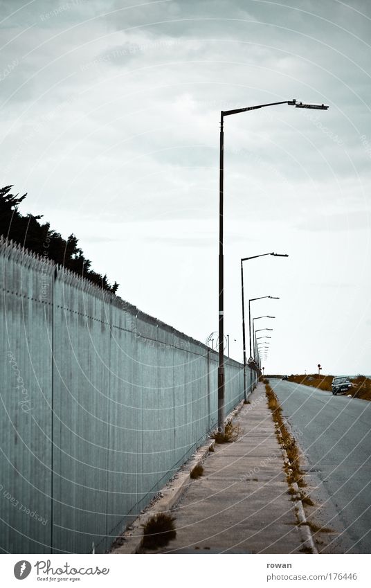 grey day Colour photo Subdued colour Exterior shot Deserted Copy Space left Transport Street Lanes & trails Car Dark Cold Gloomy Gray Boredom Safety