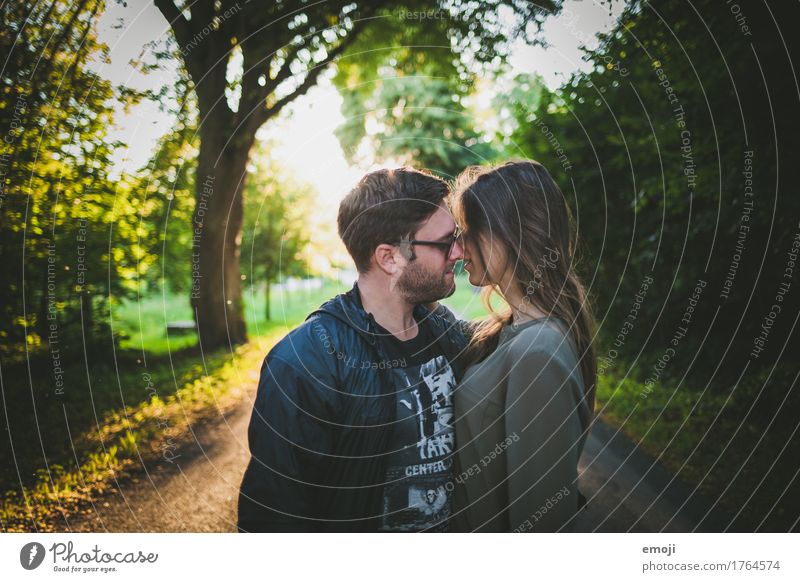 young couple kissing outside at sunset Masculine Feminine Young woman Youth (Young adults) Young man Couple Adults 2 Human being 18 - 30 years Together