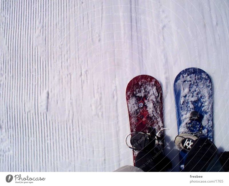 onboard Snowboard Winter Blur Sports Dynamics Winter sports Movement Ski lift Ski tow Side by side In pairs Ski run Detail Snowboarding Bird's-eye view