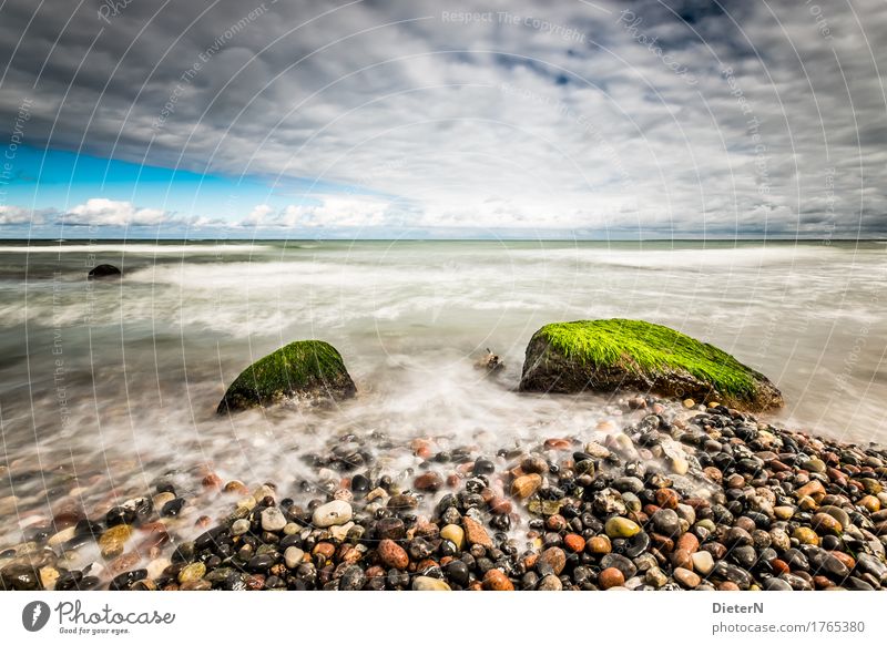 vastness Beach Ocean Landscape Water Clouds Horizon Baltic Sea Blue Gray Green Black White Mecklenburg-Western Pomerania Stone Rock Waves White crest