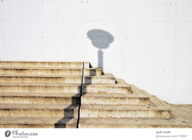 A cross between concrete and shadow Environment Wall (barrier) Stairs Concrete Sharp-edged Simple Modern Corner Dirty Shadow play Detail Abstract