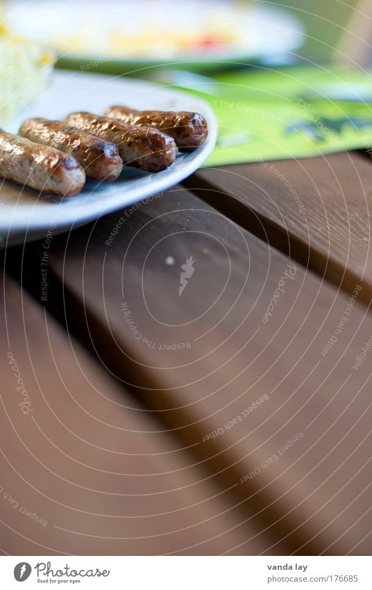 barbecue season Colour photo Multicoloured Exterior shot Close-up Deserted Copy Space bottom Copy Space middle Blur Shallow depth of field Food Meat Nutrition