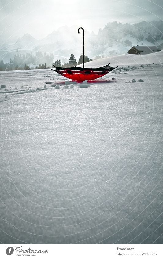 WRONG RUM. Colour photo Subdued colour Multicoloured Exterior shot Deserted Day Evening Wide angle Art Winter Climate change Weather Fog Snow Alps Mountain