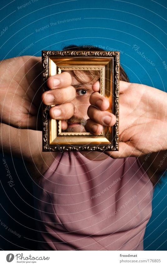 blow the whistle Colour photo Multicoloured Interior shot Flash photo Portrait photograph Looking into the camera Human being Masculine Androgynous Young man