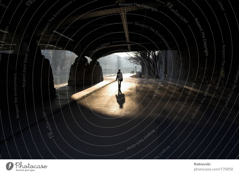 The third woman Exterior shot Evening Silhouette Back-light 1 Human being Vienna Austria Capital city Bridge Tunnel Pedestrian Movement Going Happy Relaxation