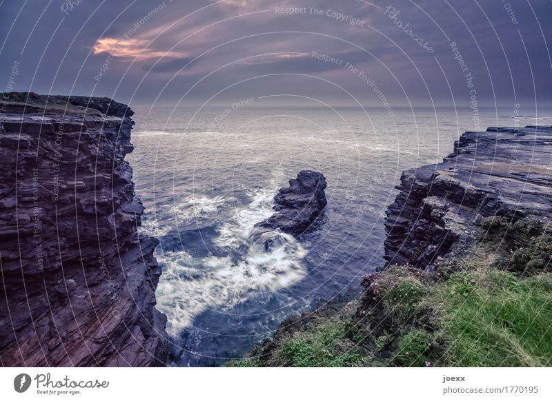 Finding in the moment Landscape Elements Water Rock Waves Coast Ocean Island Ireland Cliff Large Wild Horizon Nature Colour photo Subdued colour Exterior shot