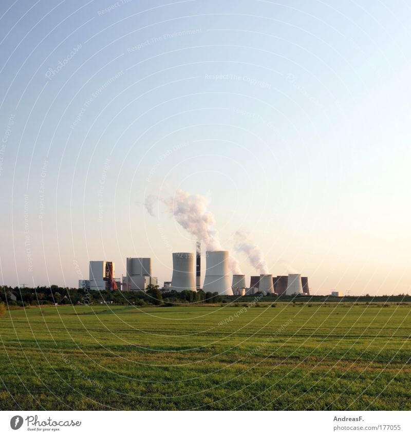 boxed mountain Colour photo Exterior shot Copy Space top Evening Twilight Energy industry Coal power station Industry Environment Nature Landscape Sky Climate