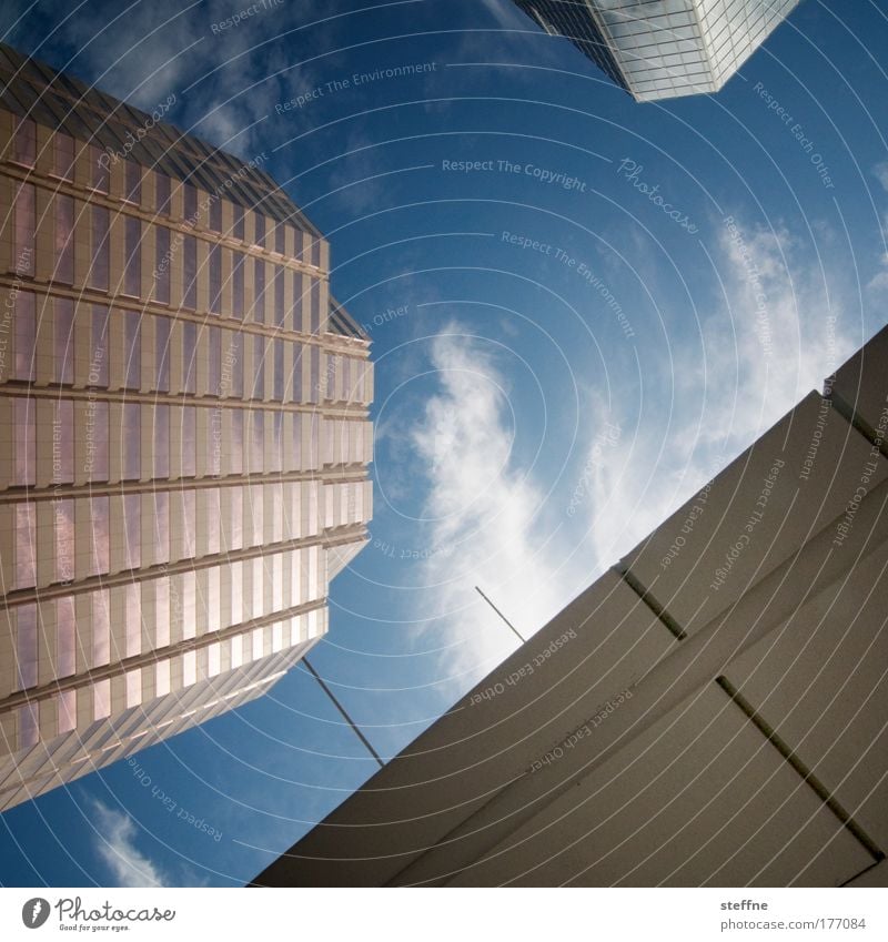 BIG BUSINESS Colour photo Exterior shot Deserted Copy Space middle Deep depth of field Worm's-eye view Work and employment Office work Economy