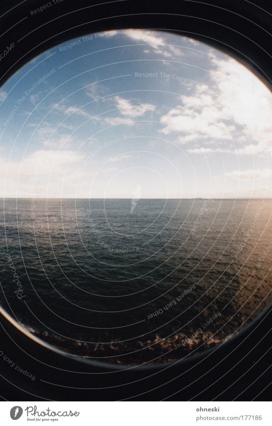 sea view Colour photo Exterior shot Lomography Deserted Day Light Shadow Sunlight Panorama (View) Wide angle Fisheye Vacation & Travel Tourism Trip