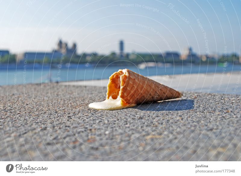 The summer isn't over yet... Colour photo Exterior shot Copy Space left Copy Space bottom Light Shadow Contrast Back-light Blur Food Ice-cream cone Ice cream