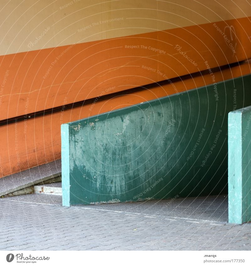 passage Colour photo Exterior shot Copy Space top Design Town Deserted Architecture Wall (barrier) Wall (building) Facade Concrete Line Stripe Sharp-edged