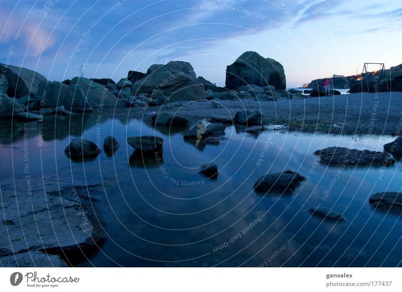 sundown on the sea Exterior shot Deserted Evening Night Reflection Sunrise Sunset Long exposure Deep depth of field Wide angle Front view Forward Nature