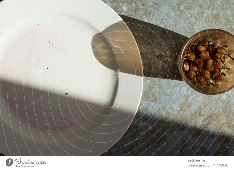 Cherries (eaten up) Cherry Fruit Vitamin Harvest Garden Healthy Eating Dish Food photograph Nutrition Plate Glass Crockery Table Bird's-eye view Copy Space