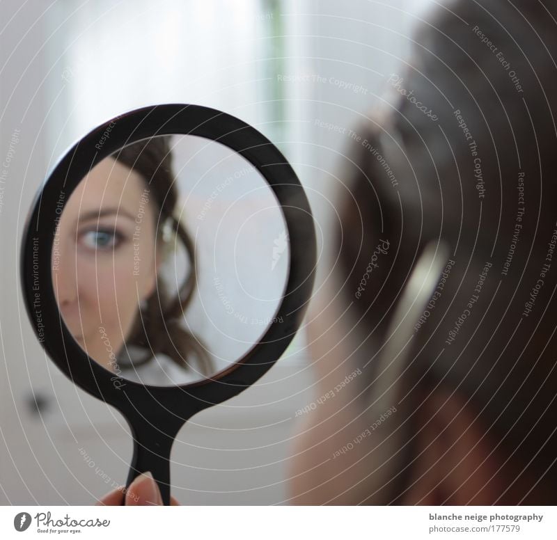 Mirror Mirror... Subdued colour Interior shot Close-up Detail Morning Day Reflection Sunlight Deep depth of field Portrait photograph Looking away Face