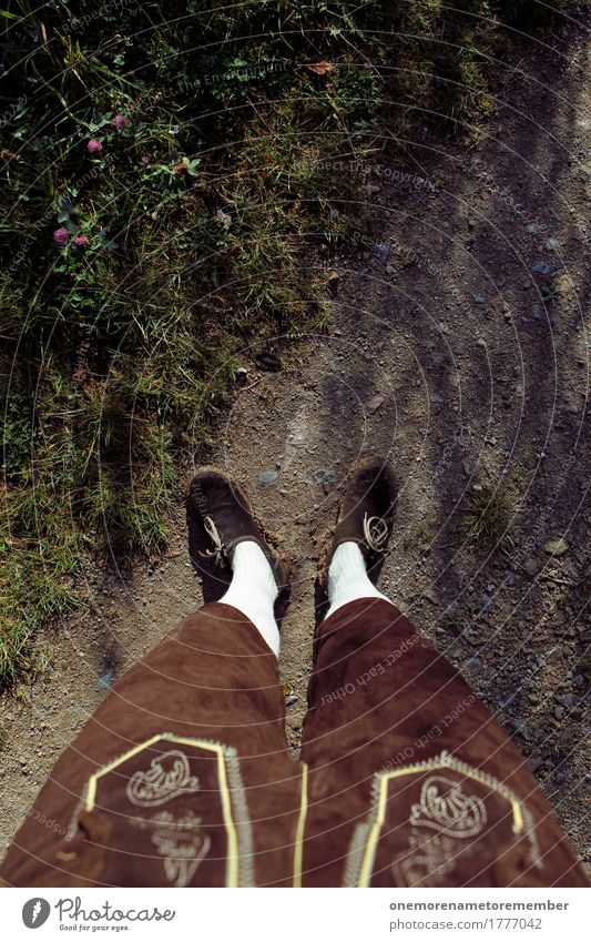 Oktoberfest - traditional costume Art Work of art Esthetic Footwear Costume Bavaria Lederhosen Leather shorts Tradition Downward Under Looking Stockings