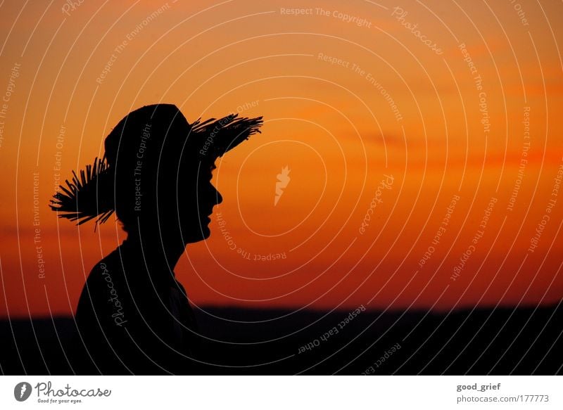 enjoy the view Colour photo Exterior shot Copy Space right Evening Twilight Light Contrast Sunrise Sunset Looking away Human being Masculine Young man