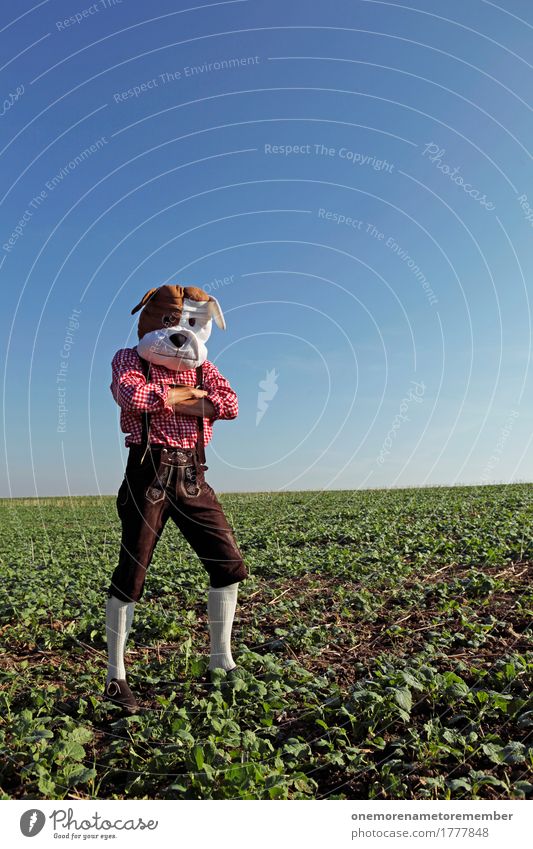 Oktoberfest - wait Art Work of art Esthetic Bavaria Costume Tradition Field Interlocked Lederhosen Man Dog Joy Comical Funster The fun-loving society Checkered