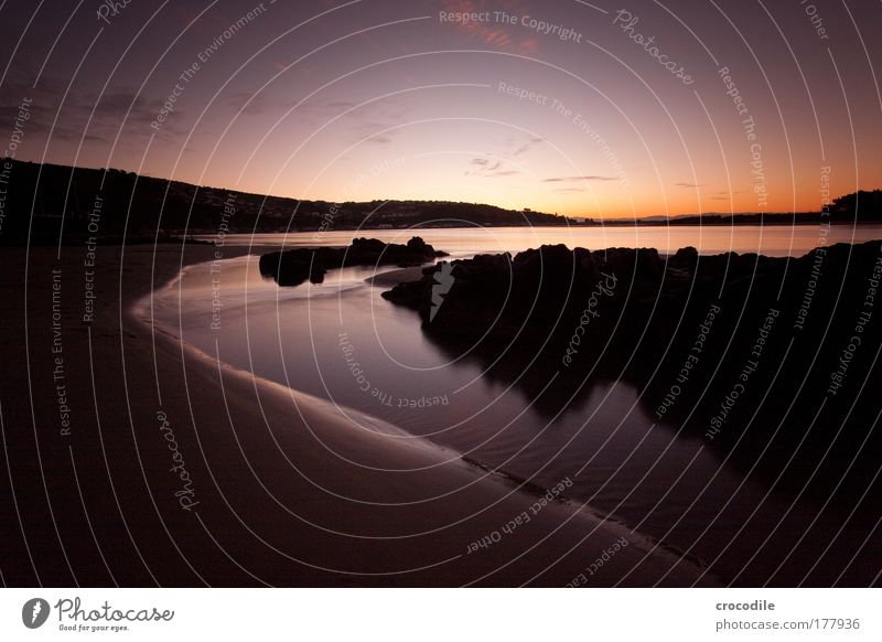 sunset over sunmer beach Colour photo Exterior shot Deserted Twilight Shadow Contrast Sunlight Sunrise Sunset Back-light Deep depth of field Wide angle