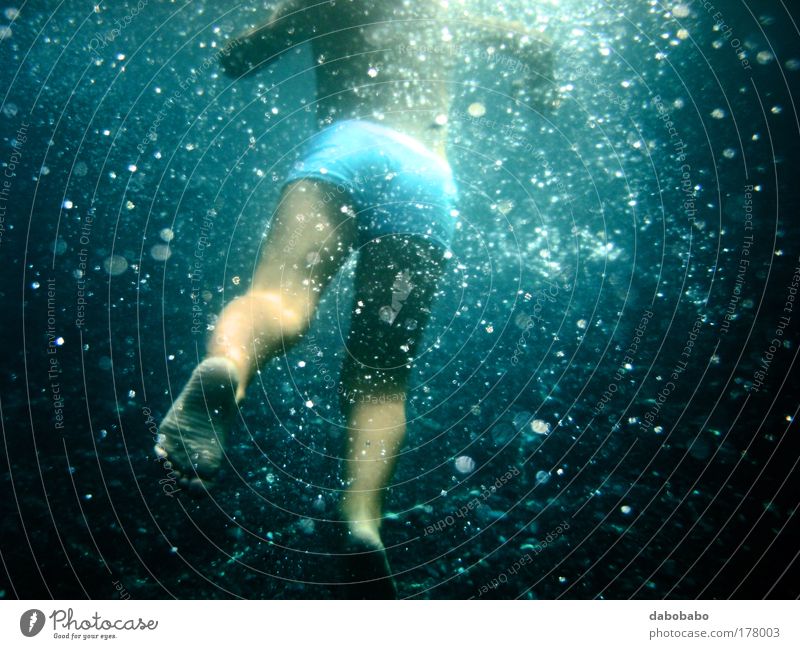 baby bubble Multicoloured Underwater photo Copy Space bottom Day Contrast Silhouette Blur Central perspective Rear view Looking away Joy Vacation & Travel