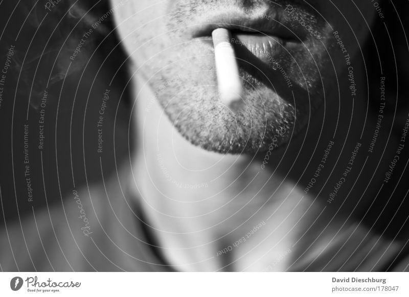 smoke production plant Black & white photo Day Light Shadow Contrast Sunlight Central perspective Human being Masculine Young man Youth (Young adults) Man