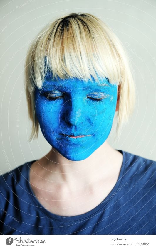 feeling blue Colour photo Interior shot Close-up Isolated Image Neutral Background Day Light Shadow Contrast Deep depth of field Long shot Portrait photograph