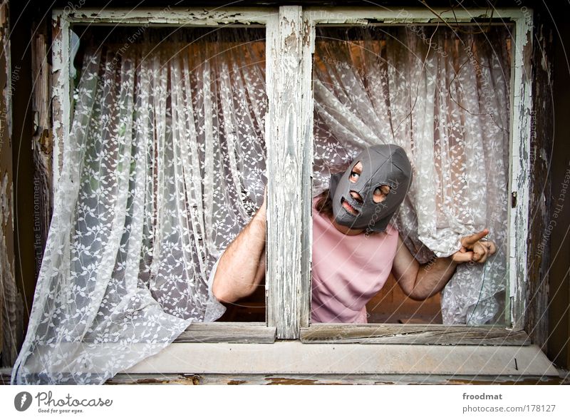 good morning absurdistan Colour photo Multicoloured Exterior shot Flash photo Upper body Upward Human being Masculine Androgynous Man Adults Art Artist Looking